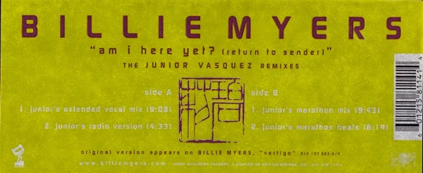 Item Am I Here Yet? (Return To Sender) The Junior Vasquez Remixes product image