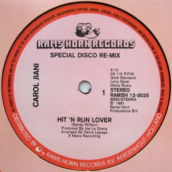 Item Hit 'n Run Lover (Special Disco Re-Mix) product image