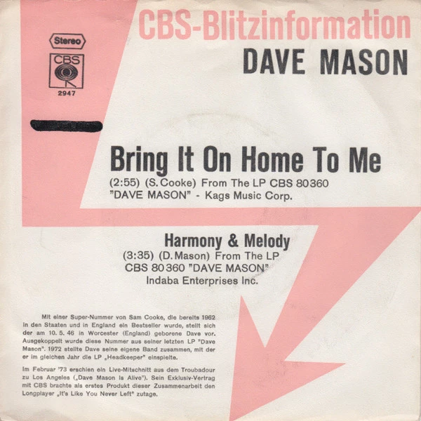 Bring It On Home To Me / Harmony & Melody