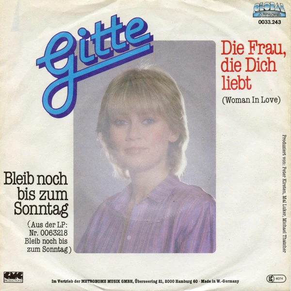 Item Die Frau, Die Dich Liebt (Woman In Love) / Bleib Noch Bis Zum Sonntag product image