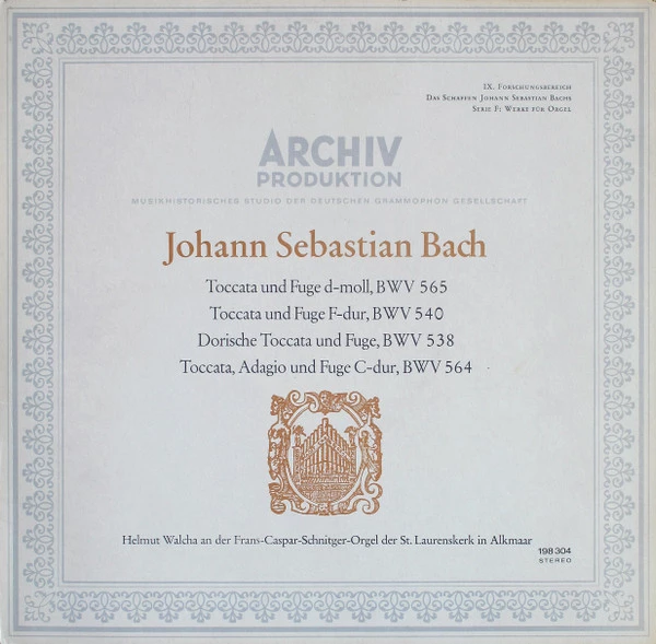 Item Toccata Und Fuge D-moll, BWV 565 / Toccata Und Fuge F-dur, BWV 540 / Dorische Toccata Und Fuge, BWV 538 / Toccata, Adagio Und Fuge C-dur, BWV 564 product image