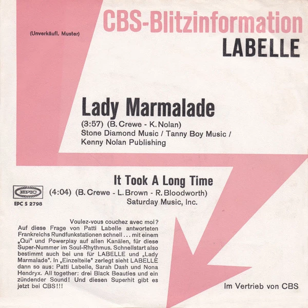 Item Lady Marmalade / It Took A Long Time product image