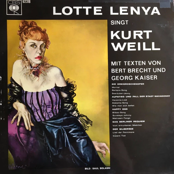 Lotte Lenya Singt Kurt Weill Mit Texten Von Bert Brecht Und Georg Kaiser