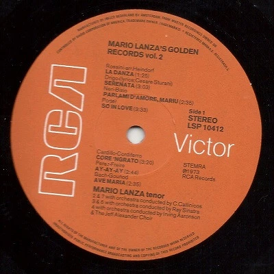 Mario Lanza's Golden Records Vol.II