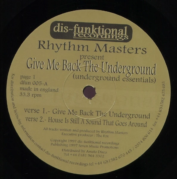 Item Give Me Back The Underground (Underground Essentials) product image