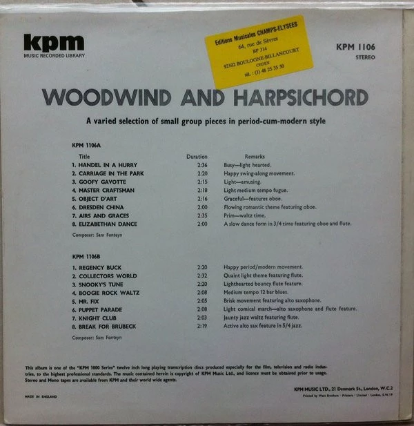 Woodwind And Harpsichord