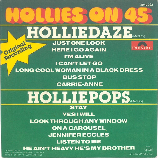 Hollies On 45 / Just One Look