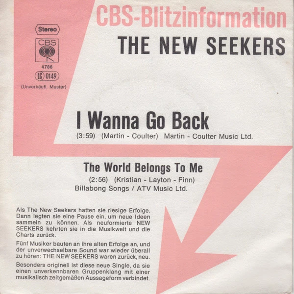 Item I Wanna Go Back / The World Belongs To Me product image