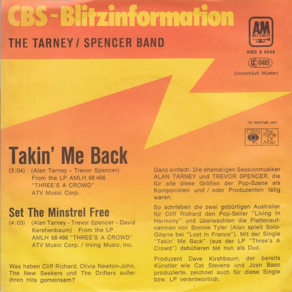 Takin' Me Back / Set The Minstrel Free