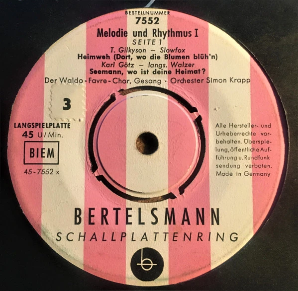 Item Melodie Und Rhythmus I / Seemann, Wo Ist Deine Heimat? product image